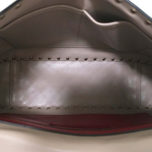 Valentino Large Rockstud Spike Chain Strap Bag Poudre Leather - Picture 10 of 11